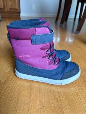 Merrell Snow Storm Waterproof Boots Berry Navy Purple Blue Youth Kids Girls Sz 2